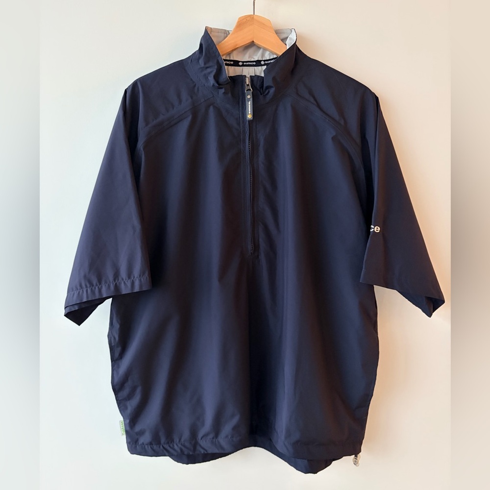 Sunice Typhoon Navy Half-Zip Short Sleeve Pullover Golf Water Resistant Jacket